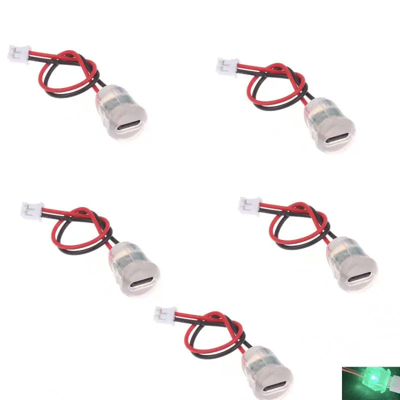 USB Type-C Female Socket 3A 5V LED Water-Resistant Pigtail USB-C Charging Socket Peaceful Pleasures Health and Wellness A2 5Pcs