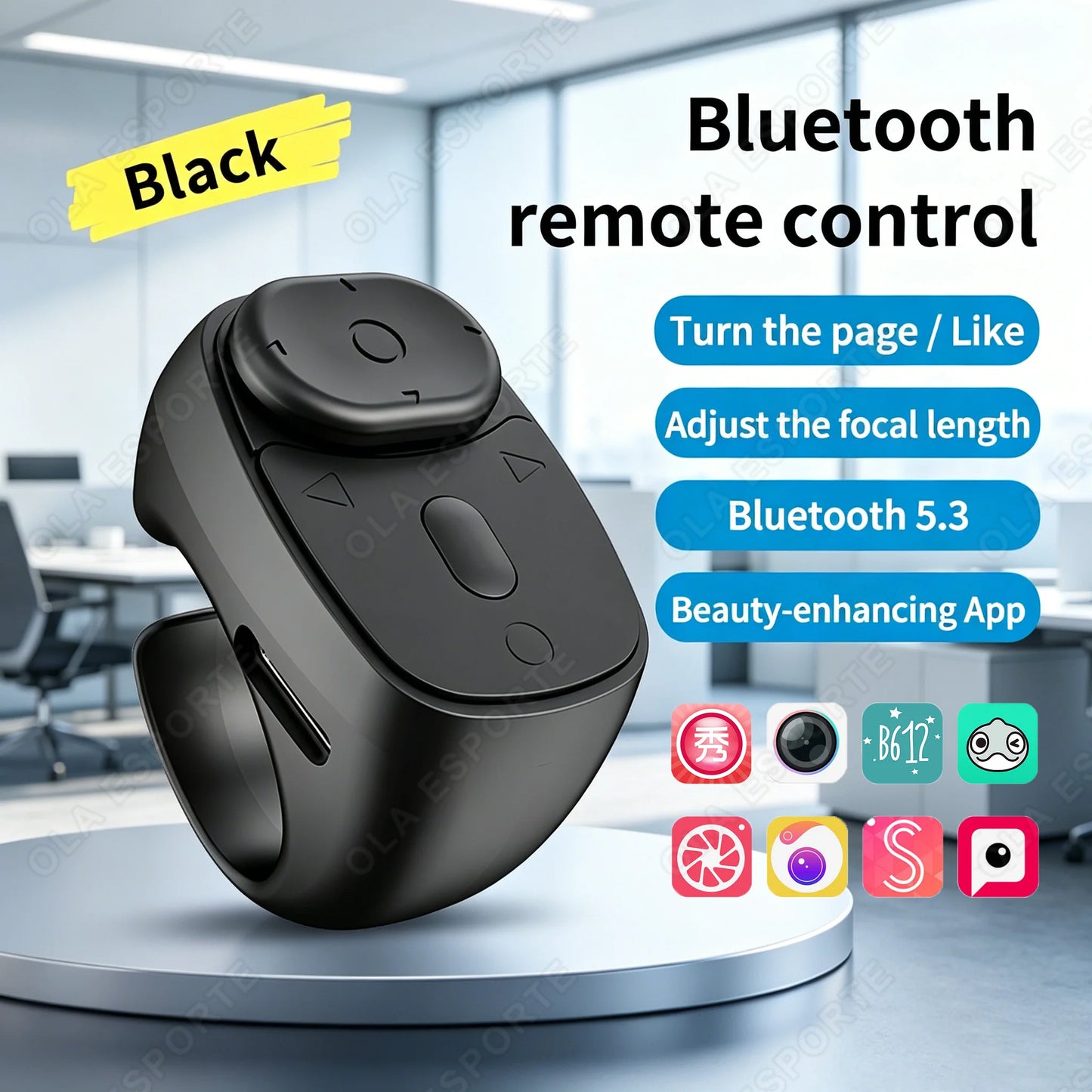 Wireless Bluetooth Remote Control, Video Scrolling Ring Page Turner Bluetooth Ring Scroller, Rechargeable Scrolling Rings 2026 Peaceful Pleasures Health and Wellness Black