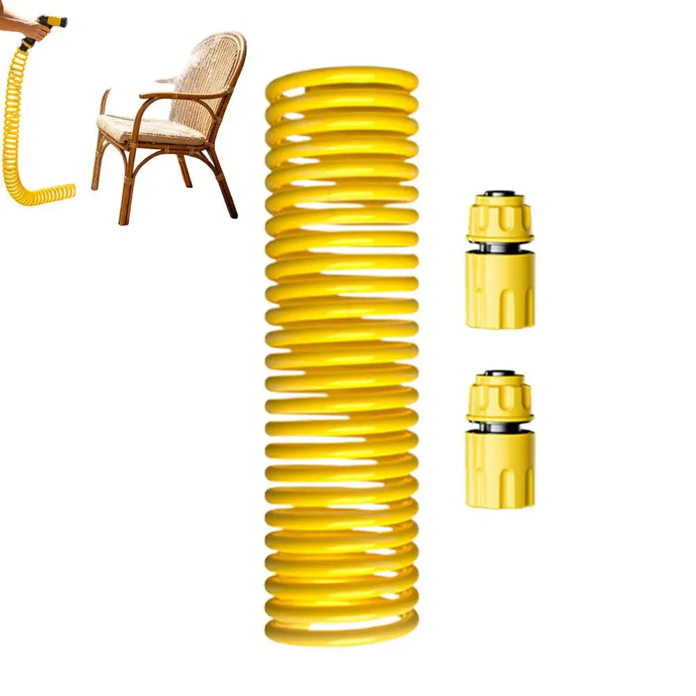 Retractable Coil Garden Hose with Multi-Pattern Spray Nozzle