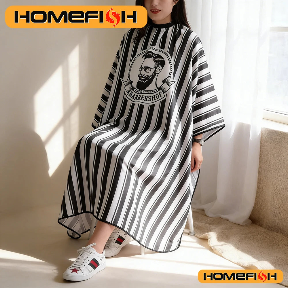 Striped Non-Stick Hair Cutting Cape | Salon Hairstylist Apron