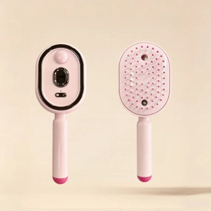 Portable Electric Spray Massage Comb Red Light Scalp Applicator USB Charging Hair Growth Essential Oil Apply Massage Hair Brush Peaceful Pleasures Health and Wellness Pink