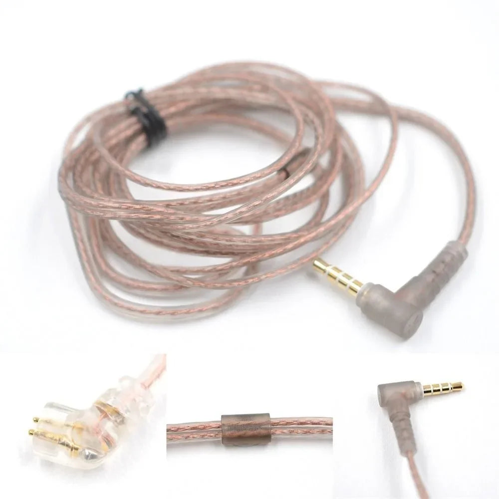 Plated 2Pin Cable High-Purity Upgrade Oxygen-Free Copper KZ Earphones Cord ZS10 Earphone Wire In Ear Cable 2Pin Headphone Cord Peaceful Pleasures Health and Wellness C Pin No Mic
