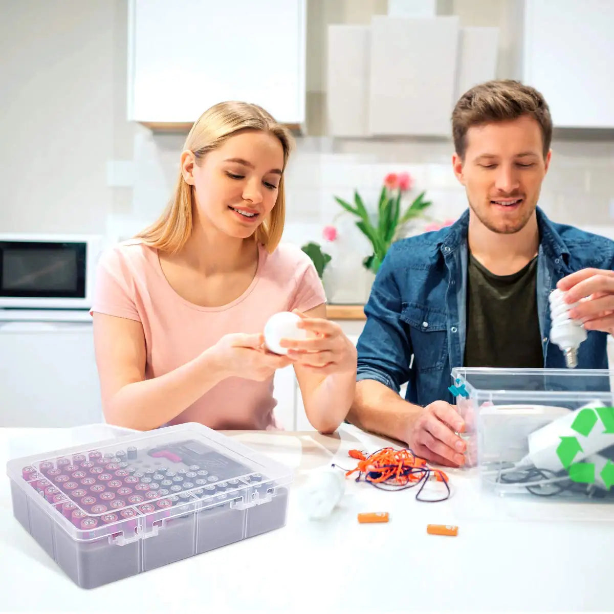 Battery Storage Organizer Box + Tester – Holds 90+ Batteries