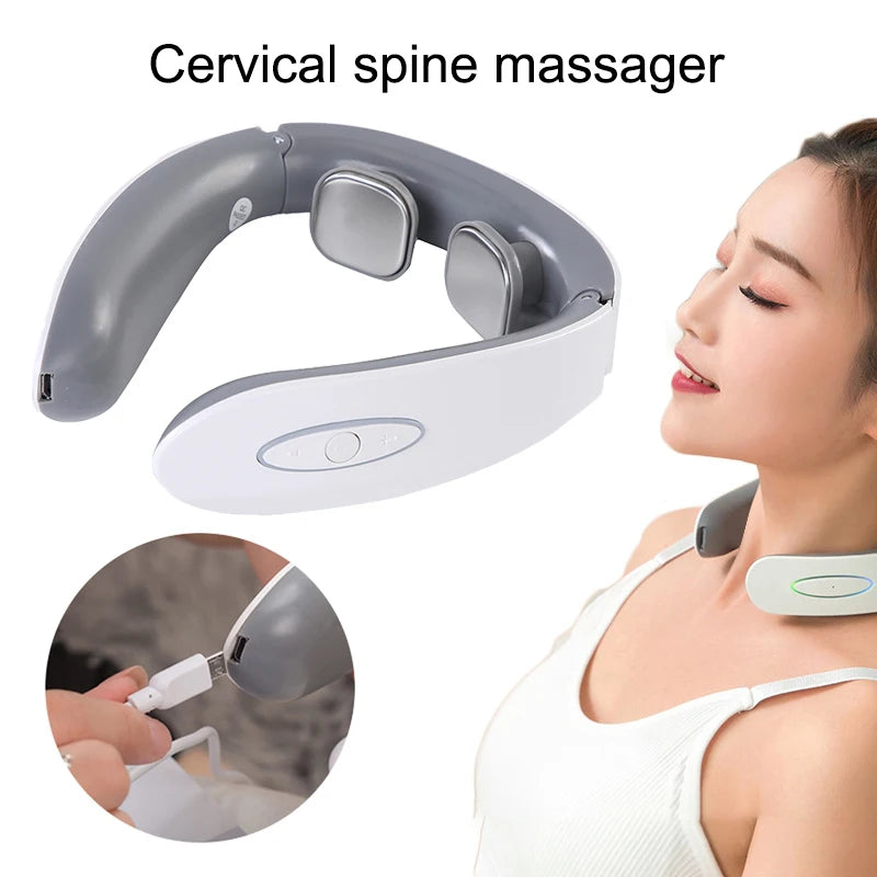 White Cervical Massage Device Multi Functional Neck Protection and Neck Relaxation Massager Portable Portable Neck Care Tool Peaceful Pleasures Health and Wellness