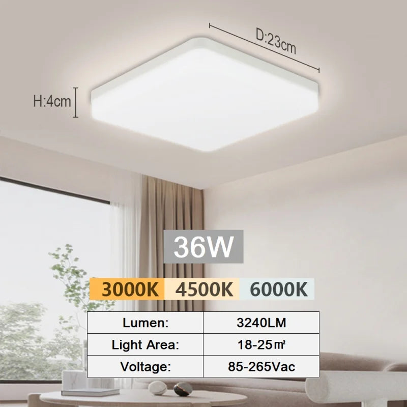 RUNTOIN 48W Square LED Flush Mount Ceiling Light 3000K-6000K