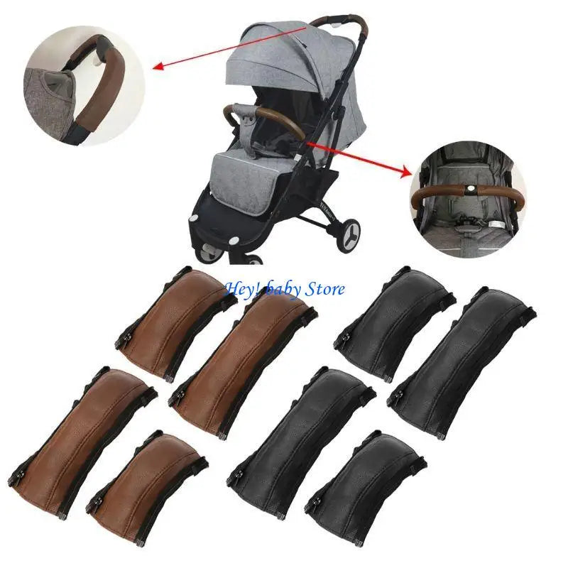 Baby Stroller Armrest Covers 4Pcs – Faux Leather Protective Set