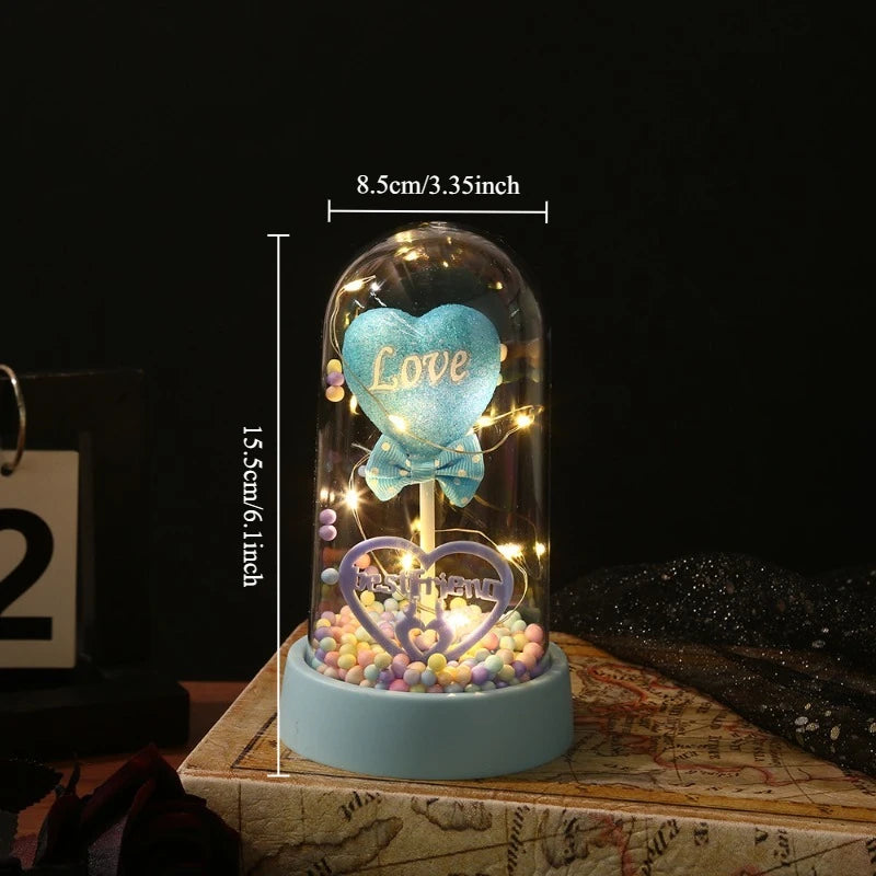 1pc New Love Lover Gift Acrylic Cover Couple Luminous Desktop Ornament Creative Eternal Flower Decoration Peaceful Pleasures Health and Wellness purple