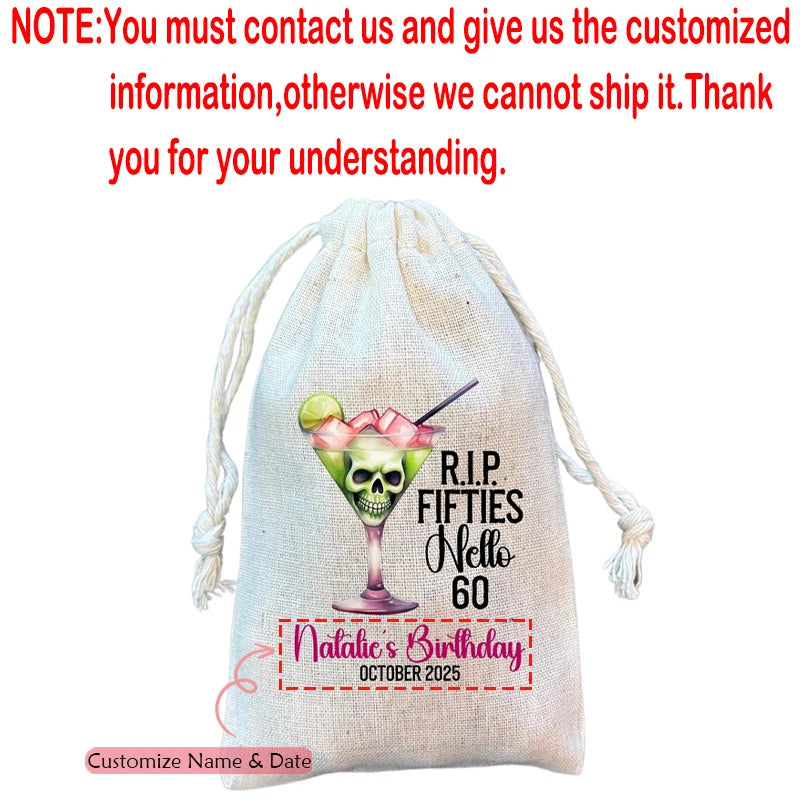 Personalized Halloween Birthday Hangover Kit Bags | RIP 30 40 50 60 Party Favor Bags Peaceful Pleasures Health and Wellness custom A 13x18cm 4pcs