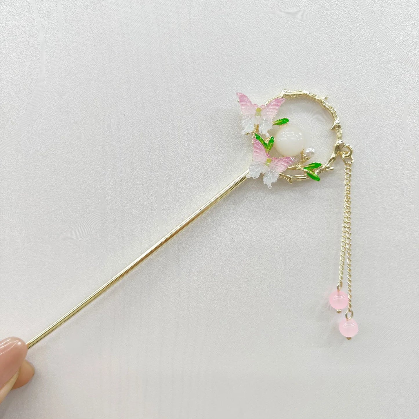 Chinese Floral Hair Stick with Tassel | Retro Hanfu Headwear Gift