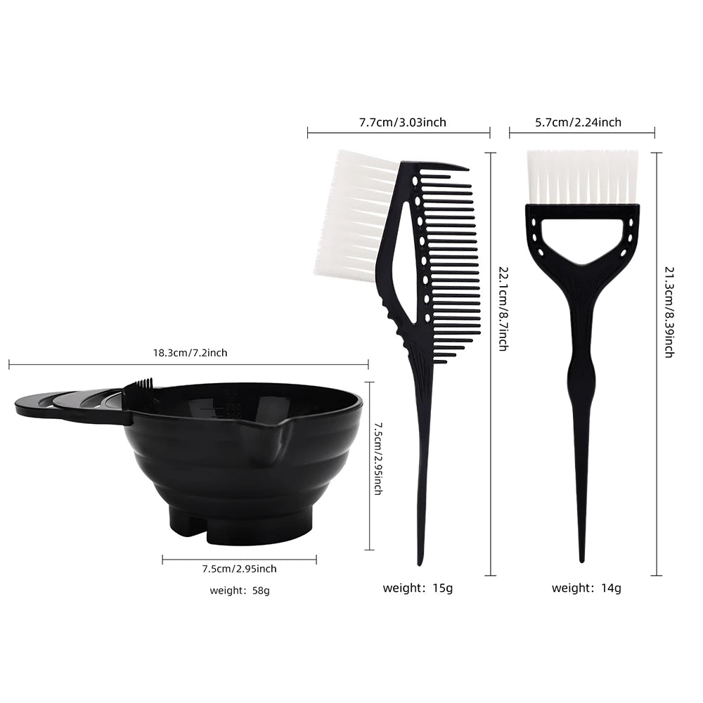 Hair Dye Tool Set, Hair Salon Specific Hair Dye, Color Mixing Bowl, Hair Dye Brush, Comb, Hair Salon Home Accessories 3Pcs Set Peaceful Pleasures Health and Wellness