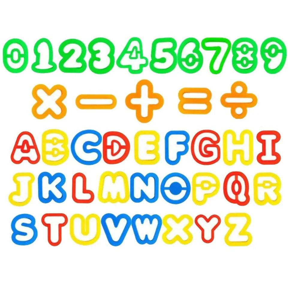 Puzzle Play Dough Tool Kids Number Letters Symbols Cutters Rollers