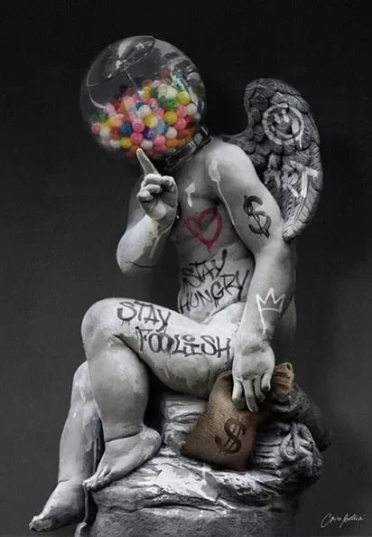 Statue of David Graffiti Art Canvas Print | Street Wall Art
