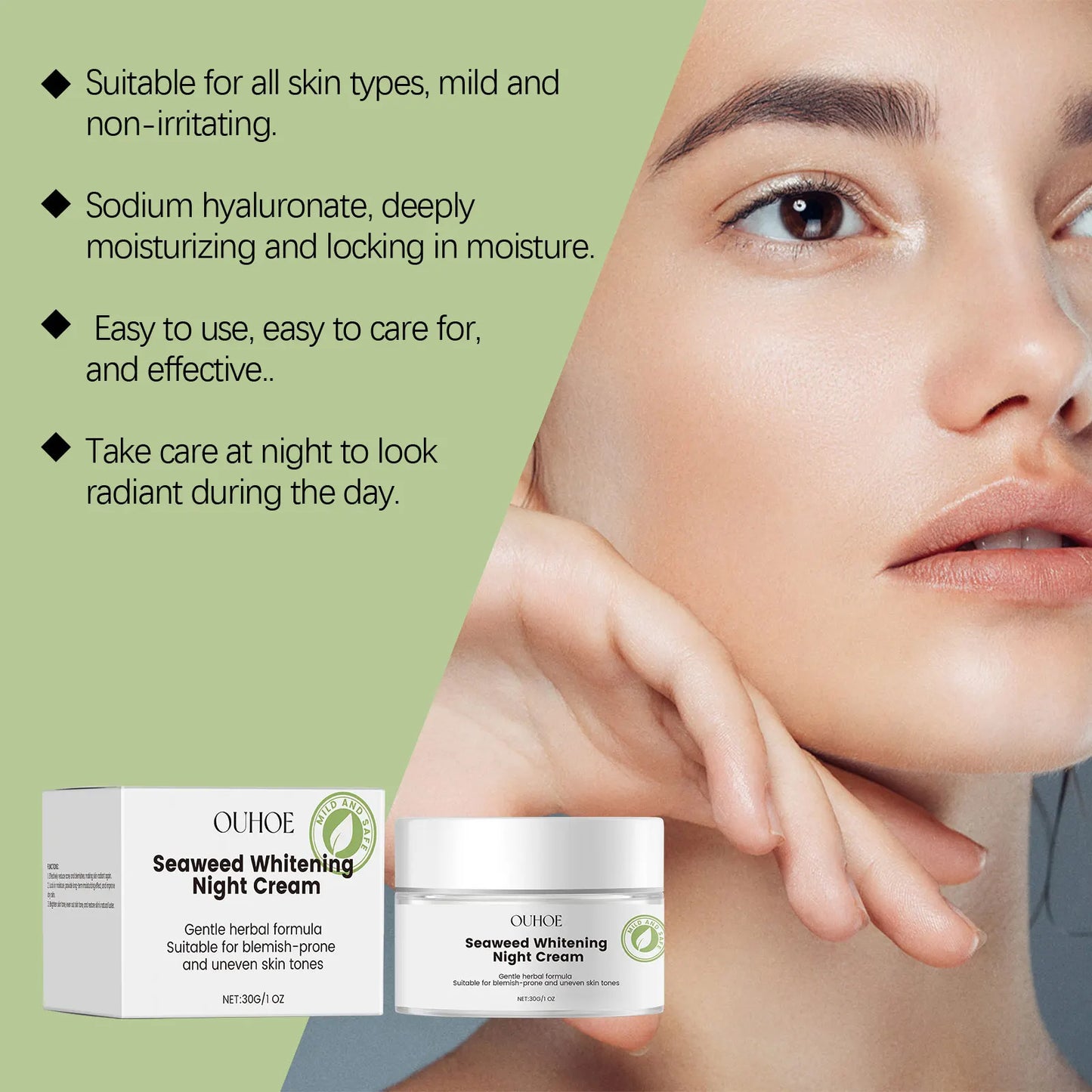 Ouhoe Seaweed Night Cream – Brightening & Moisturizing 30g
