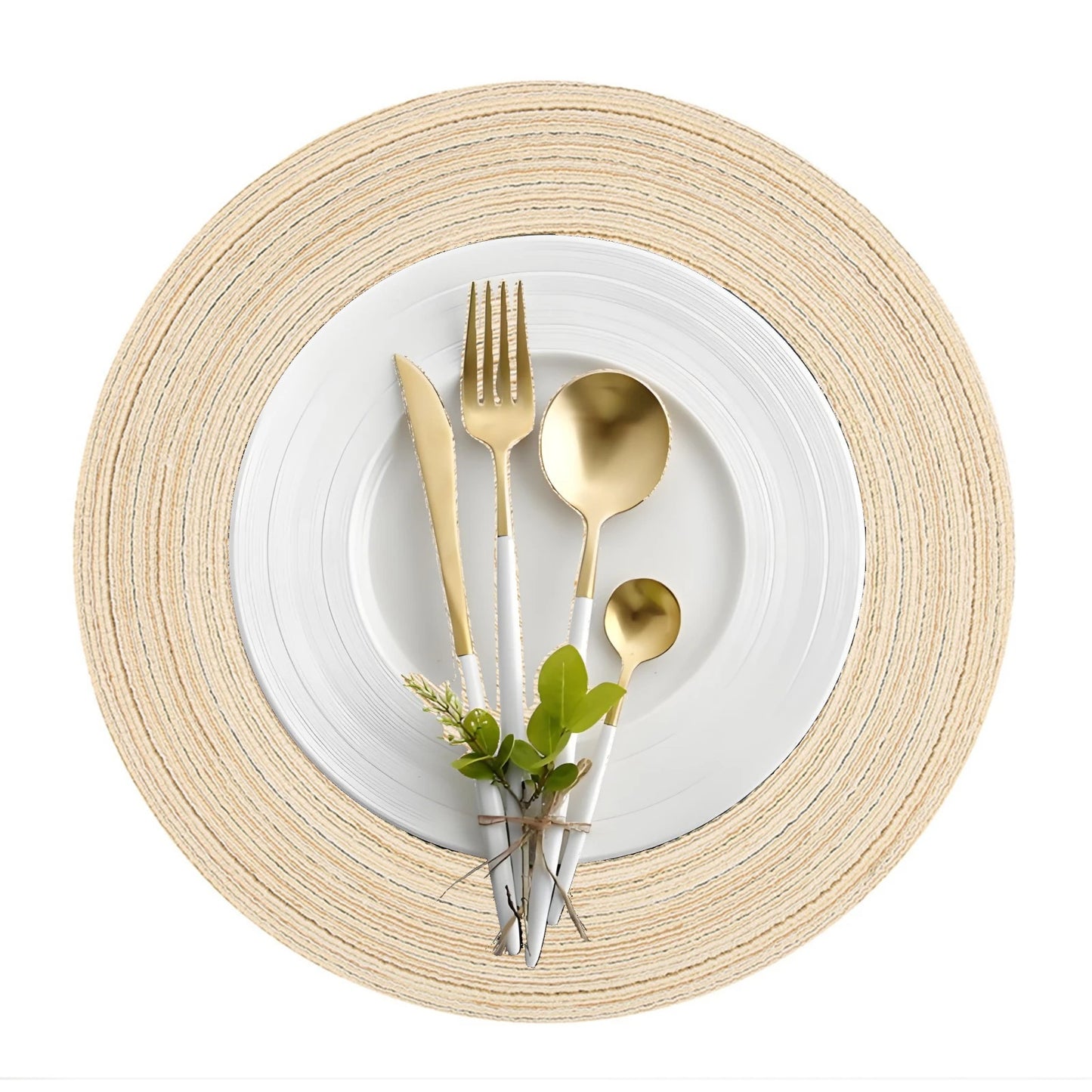 Placemats for Dining Table 6PC Linen Cotton Woven Non-slip Ironing Placemat Teacup Mat Round Plate mat Flower Mat Kitchenware Peaceful Pleasures Health and Wellness White 6xPlacemat