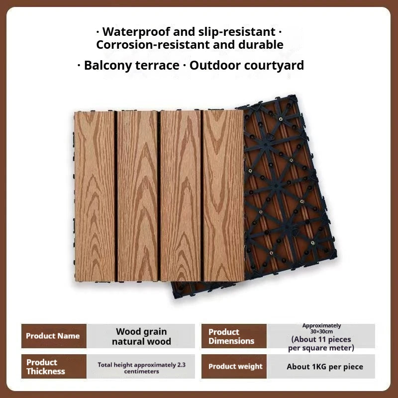 (22 pcs) DIY Outdoor WPC Decking – Interlocking Wood Composite Floor for Exterior, Eco-Friendly, Anti-Corrosion & UV-Proof Peaceful Pleasures Health and Wellness Brownish 22pcs
