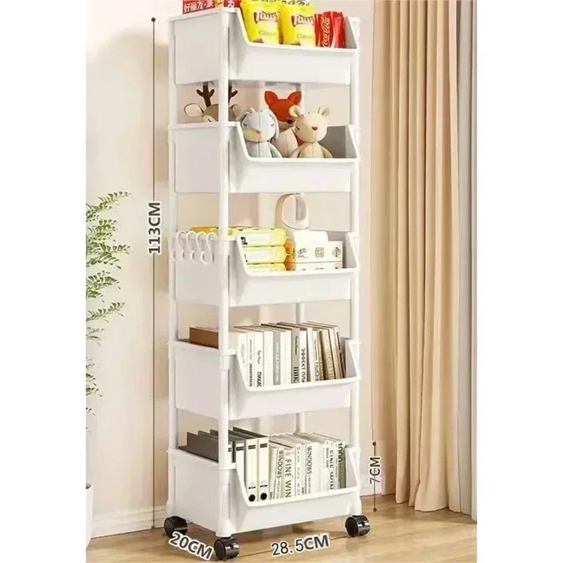 Rolling Multi-Layer Storage Shelf with Wheels – Kitchen, Bathroom & Bedroom Organizer Cart Peaceful Pleasures Health and Wellness 5-layer 1pc