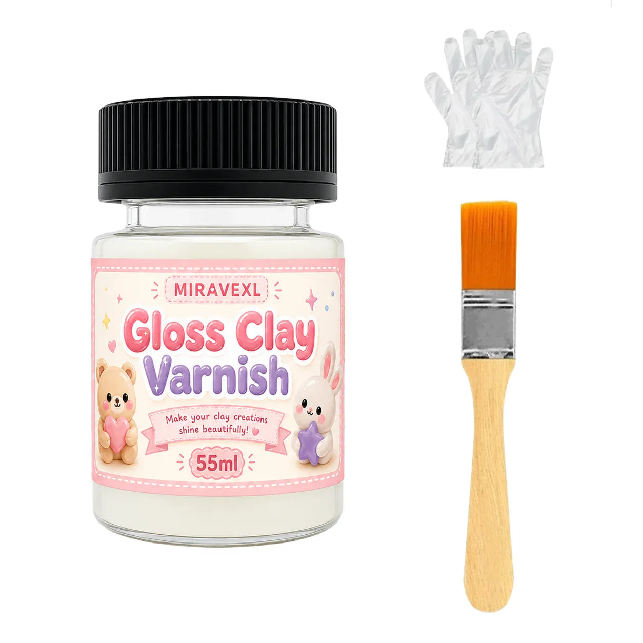 MIRAVEXL Gloss Clay Varnish 55ml | Polymer & Air-Dry Clay Sealer