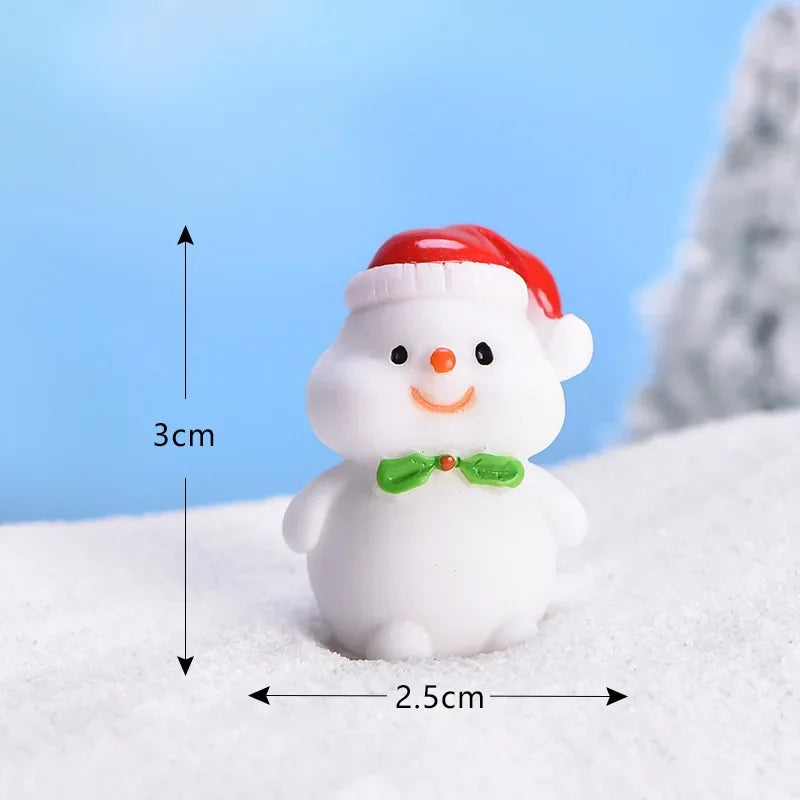 Mini DIY Resin Christmas Santa Snowman Figurine Micro Landscape Model Miniature Garden Figurine New Year Home Ornament Decor Peaceful Pleasures Health and Wellness 3