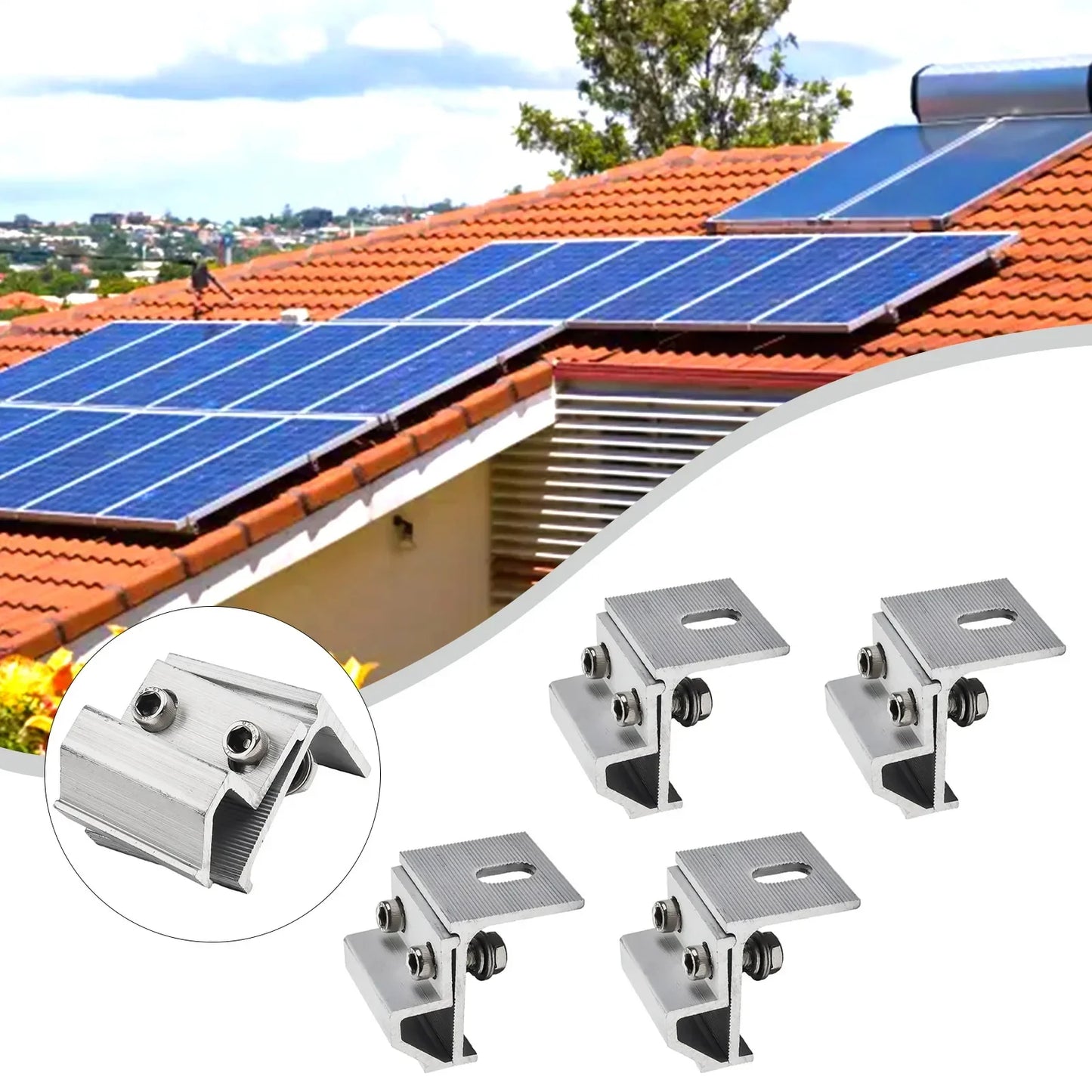 Aluminum Alloy Solar Panel Roof Mounting Clamps – 4pcs