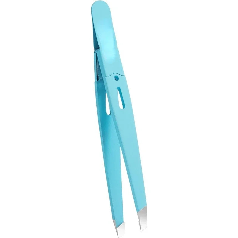 Eyebrow Tweezer Colorful Hair Beauty Fine Hairs Puller Stainless Steel Slanted Eye Brow Clips Removal Makeup Tools Peaceful Pleasures Health and Wellness Blue