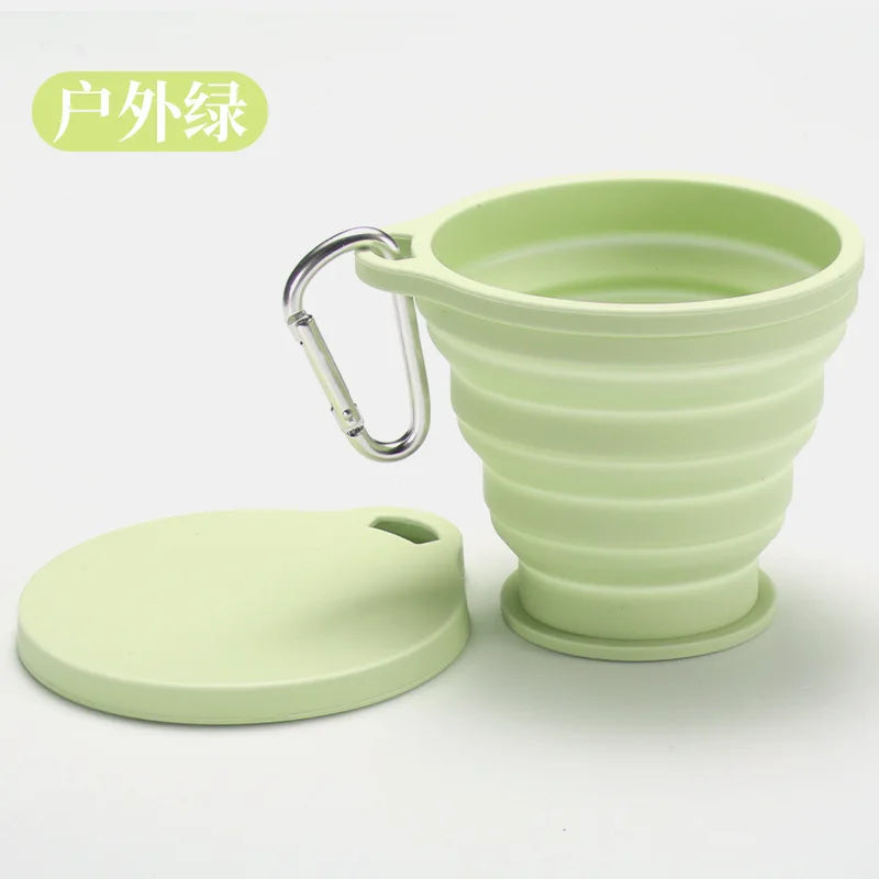 Foldable Silicone Camping Cup – Food Grade & Heat-Resistant Collapsible Travel Cup Peaceful Pleasures Health and Wellness green
