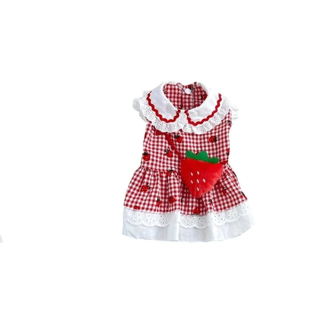 Strawberry Pet Dress – Soft Summer Skirt for Cats & Puppies