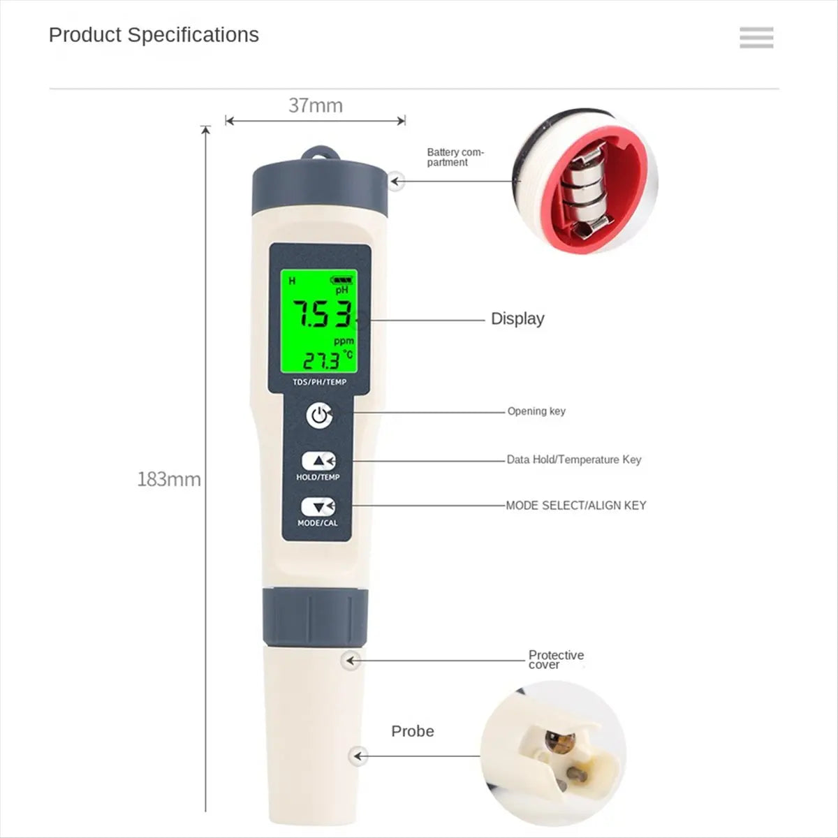 3-in-1 Water Quality Tester – TDS, pH & Temp Meter Pen Peaceful Pleasures Health and Wellness