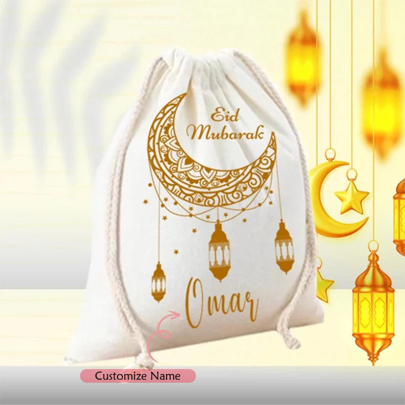 Personalised Eid Mubarak Gift Bag | Moon Stars Ramadan Sack