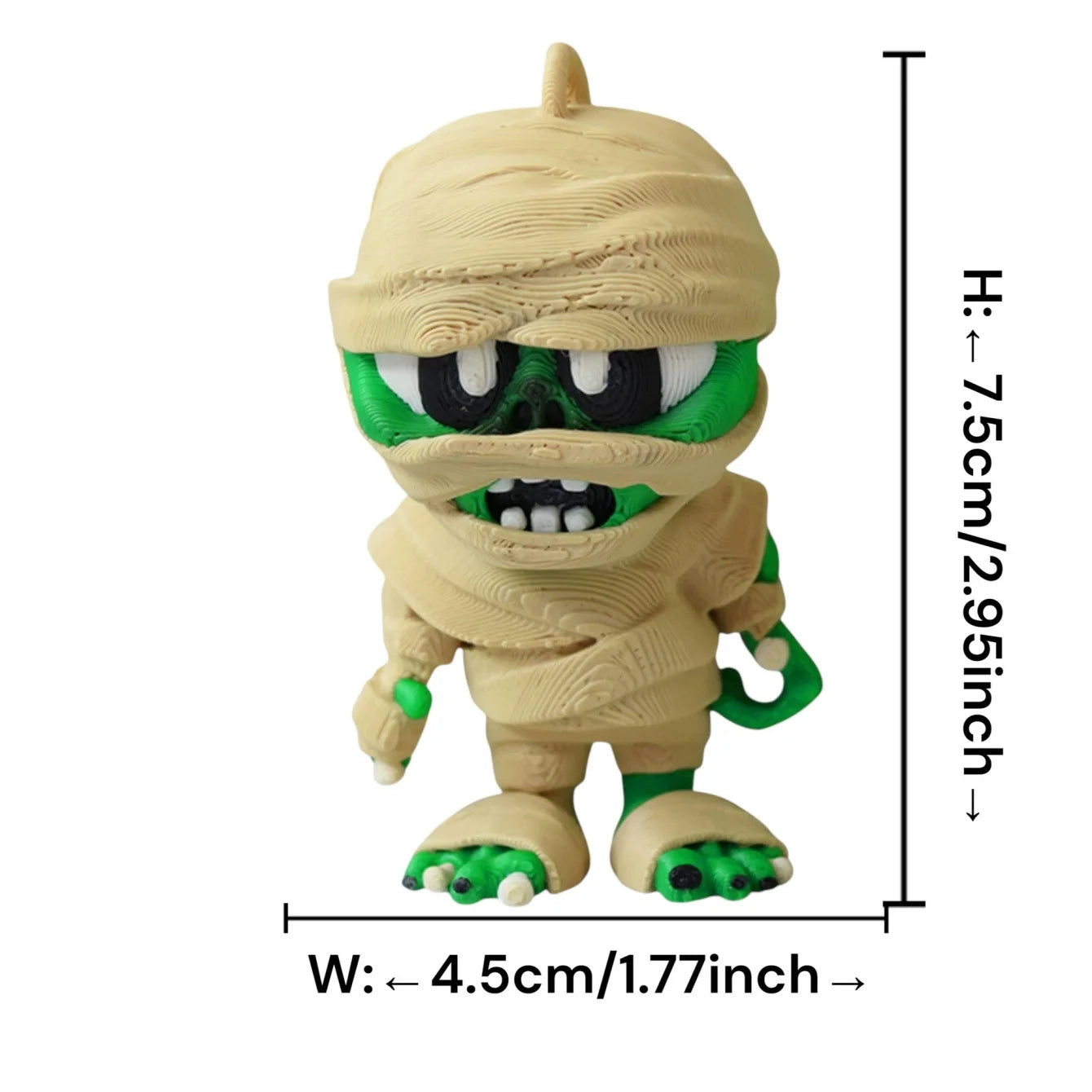 3D Printed Mummy Figurine | Halloween Keychain & Desk Decor