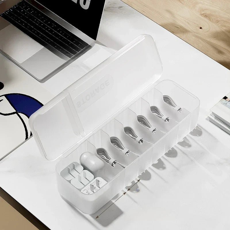 7-Compartment Cable & Charger Cord Organizer Storage Box