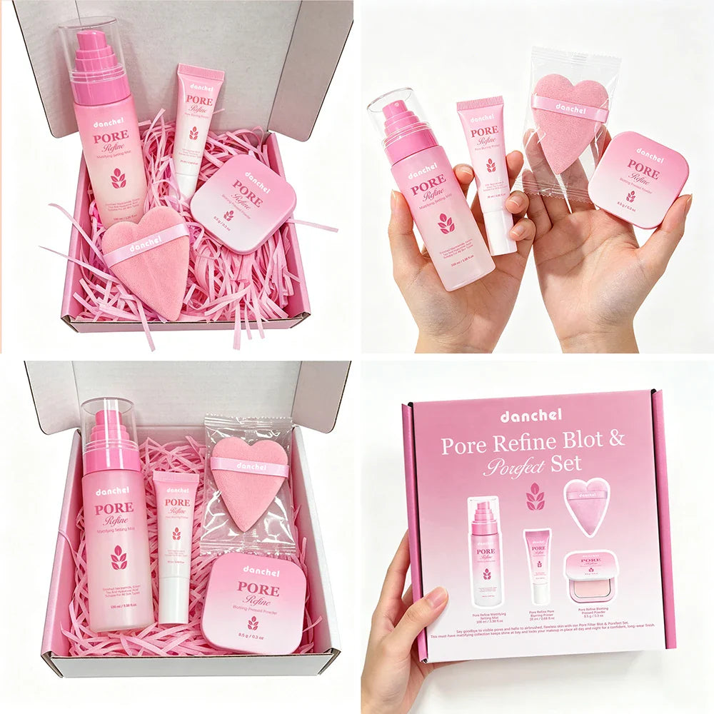 4-Piece Matte Makeup Set – Primer, Setting Mist & Powder | Danchel