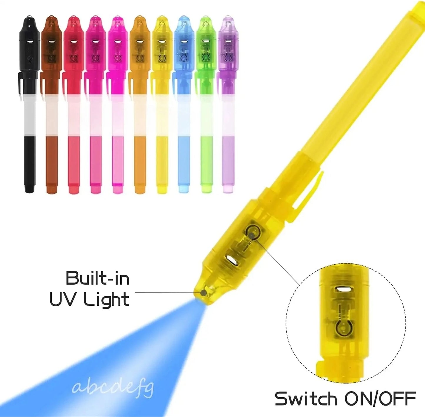 16pcs Luminous Light Pen Magic Purple 2 in 1 UV Black Light Combo Drawing Invisible Ink Pen Learning Education Toys for Child Peaceful Pleasures Health and Wellness