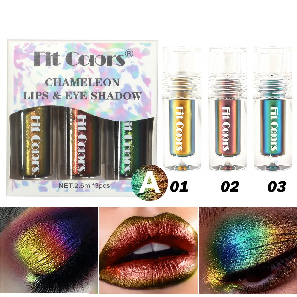 Fit Colors 3pc Chameleon Liquid Glitter Eyeshadow & Lip Set