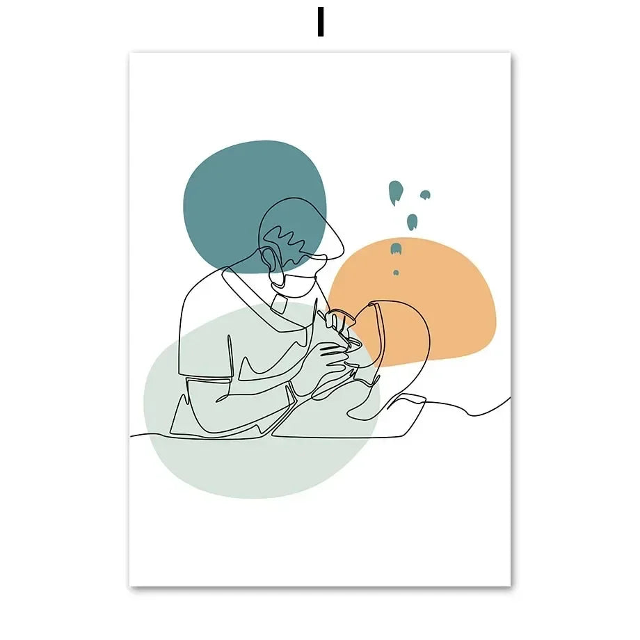 Dental Clinic Canvas Wall Art | Abstract Tooth Line Print