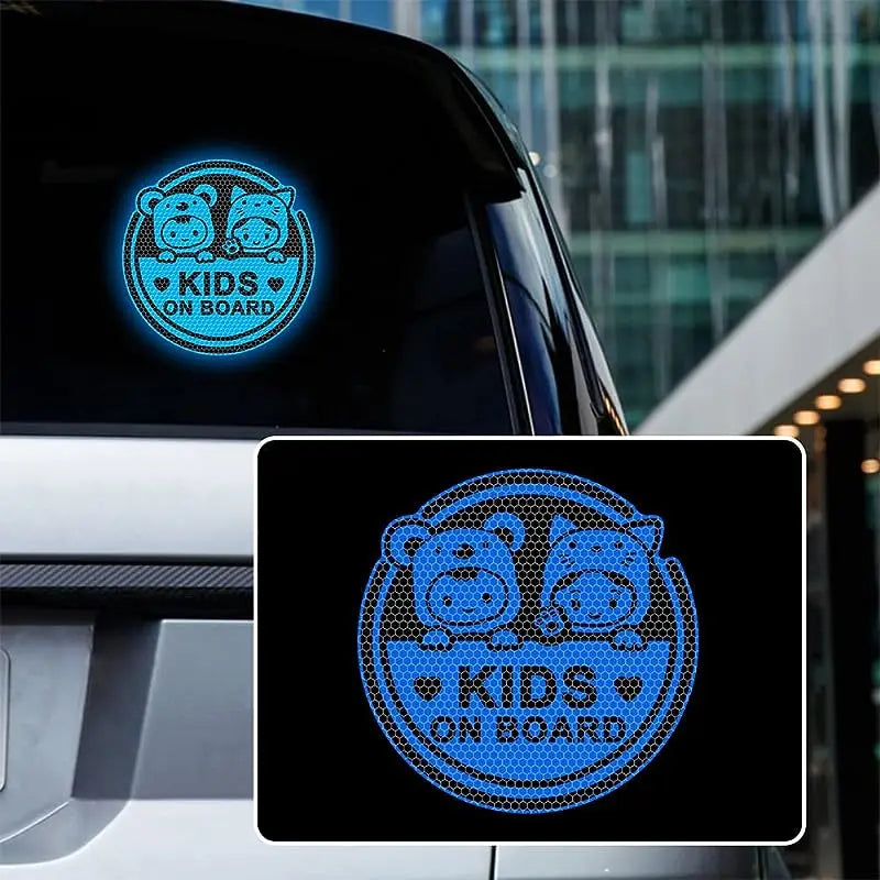 Reflective Kids on Board Car Sticker | Waterproof Safety Decal
