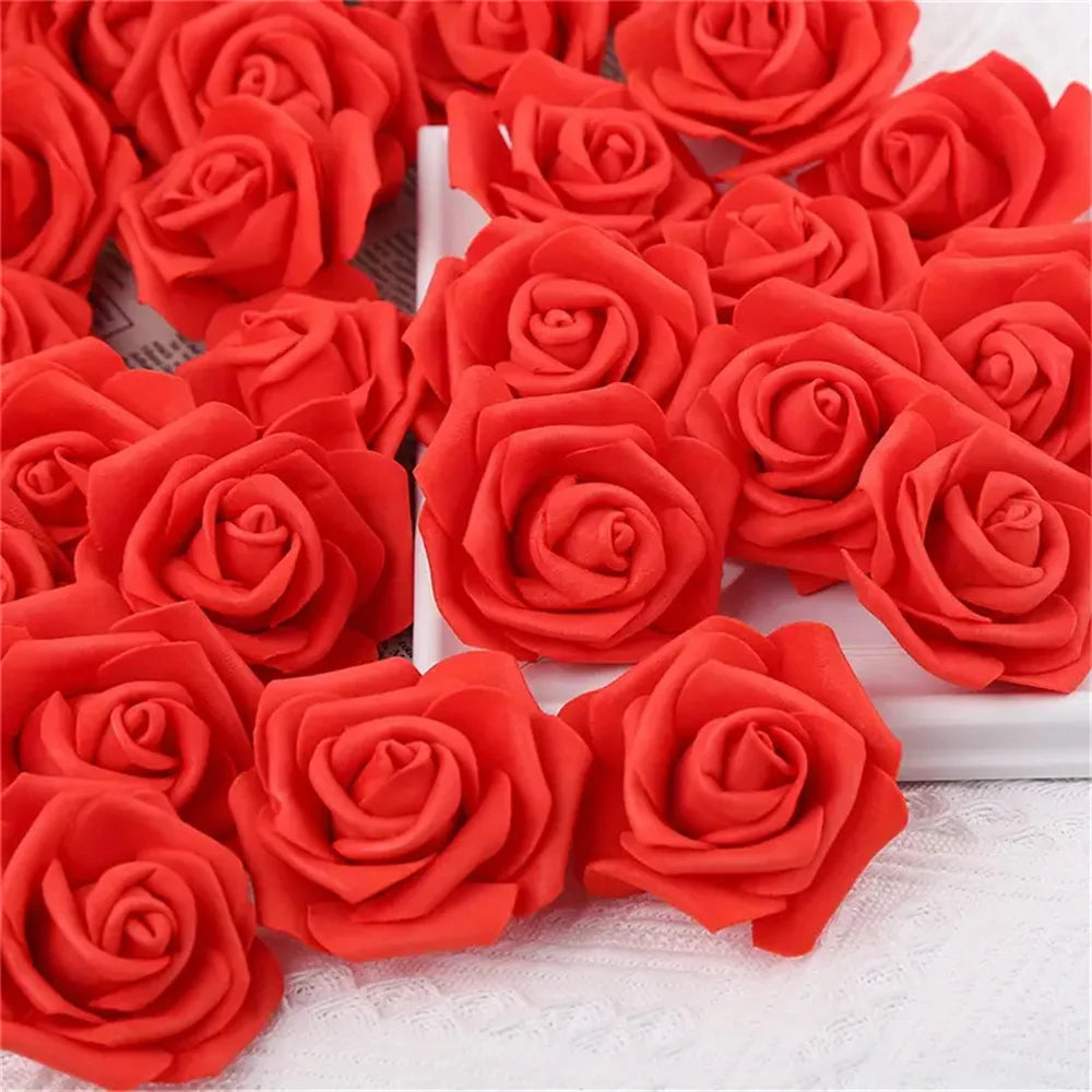 60-Piece Artificial Blue Rose Heads for Wedding & Home Decor