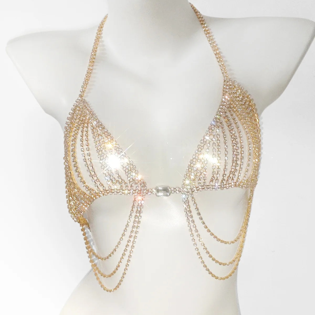 Rhinestone Tassel Body Chain | Diamond Bikini Breast Chain