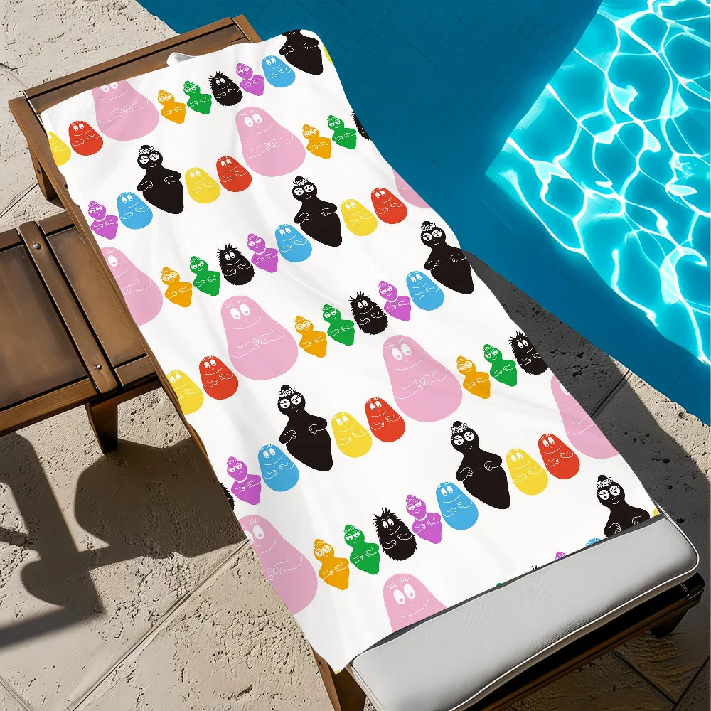 Barbapapa Cartoon Quick-Dry Beach Towel | Soft Pool Travel Towel
