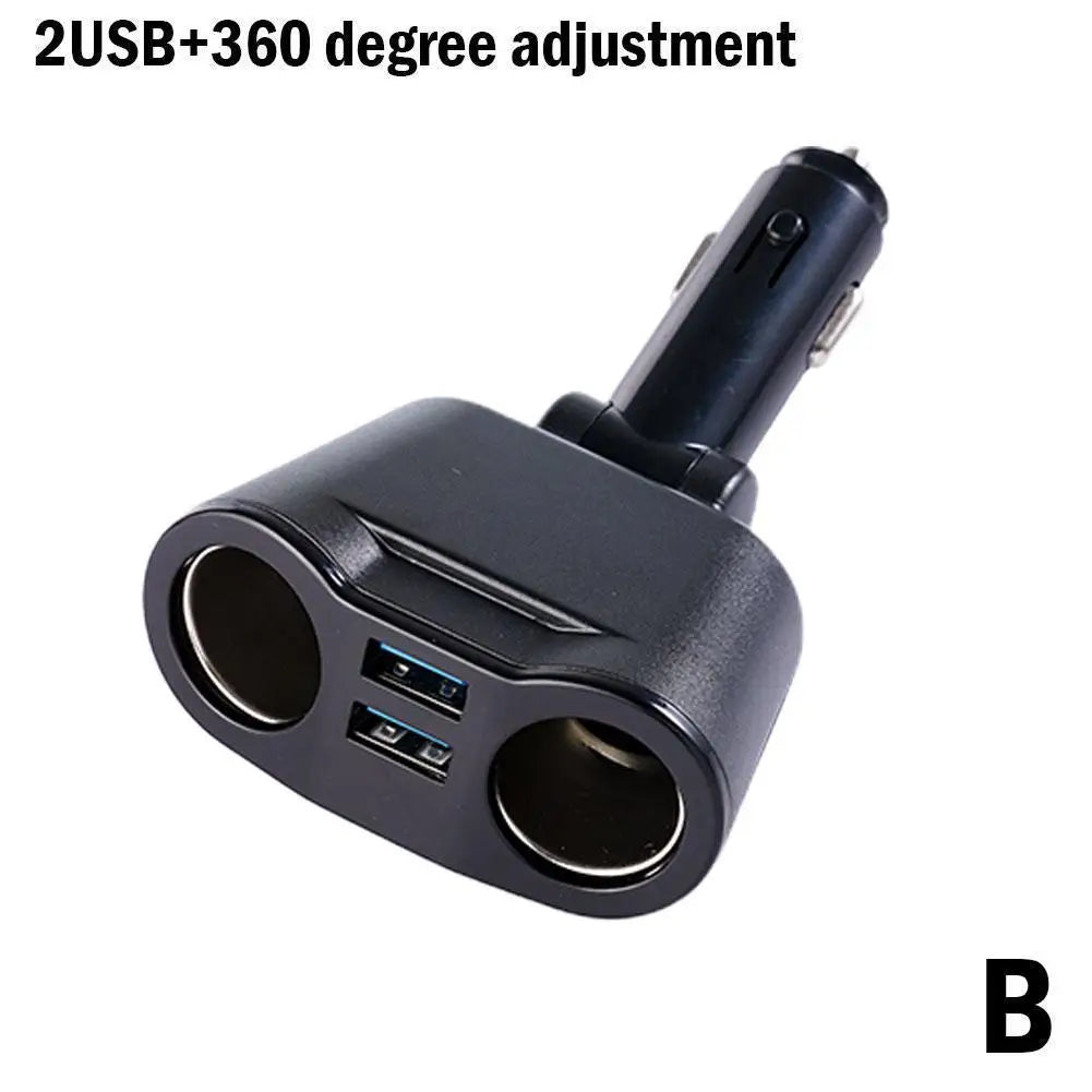 120W Car Charger USB-C QC3.0 Dual USB with LED Voltage Display