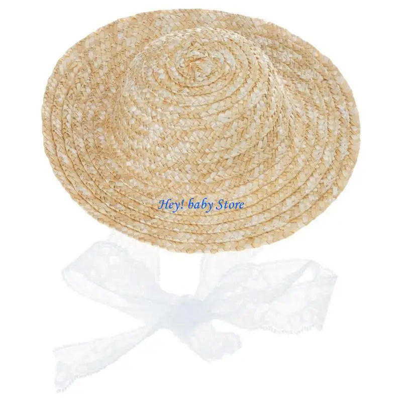 Baby Girl Straw Panama Hat | Wide Brim Sun Hat with Lace Strap