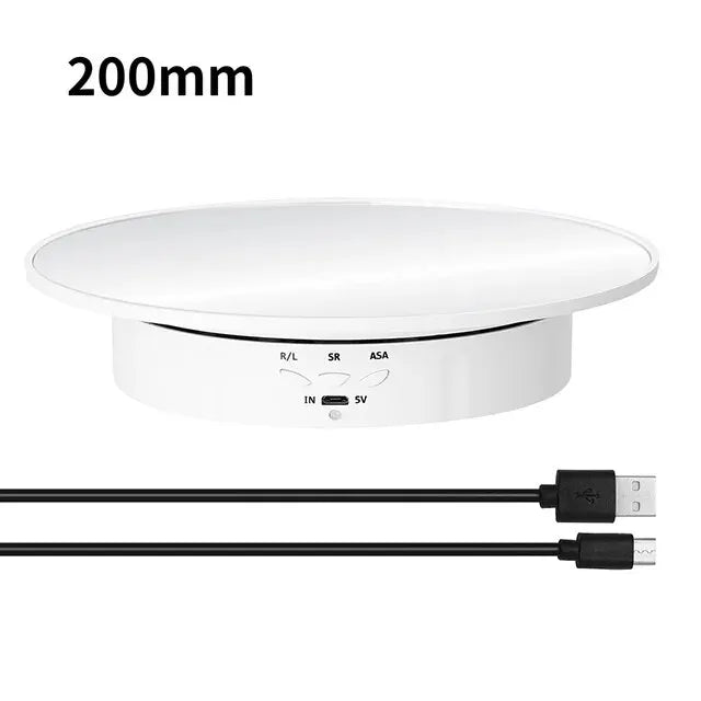 200mm 3 Speeds Photography Rotating Display Stand 360 Electric Rotating Product Display Turntable For Video Shooting Peaceful Pleasures Health and Wellness 200mm white Mirror