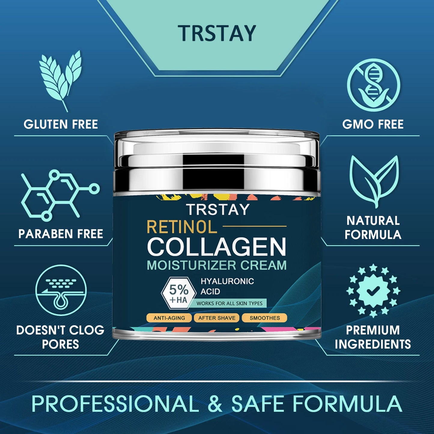 Mens Face Moisturizer Cream, Face Collagen Cream with Hyaluronic Acid Day and Night Nourishing and Moisturizing for Man (50ml 1. Peaceful Pleasures Health and Wellness