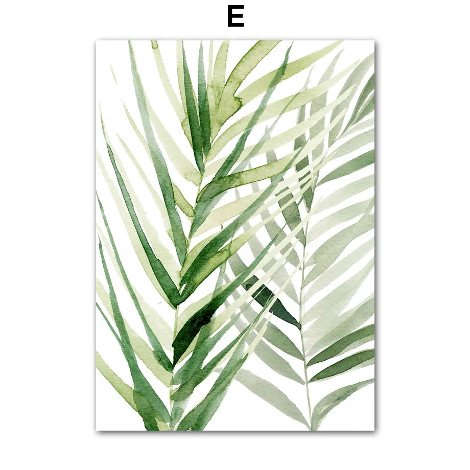 Palm Leaf Nordic Canvas Wall Art | Spring Green Botanical Print
