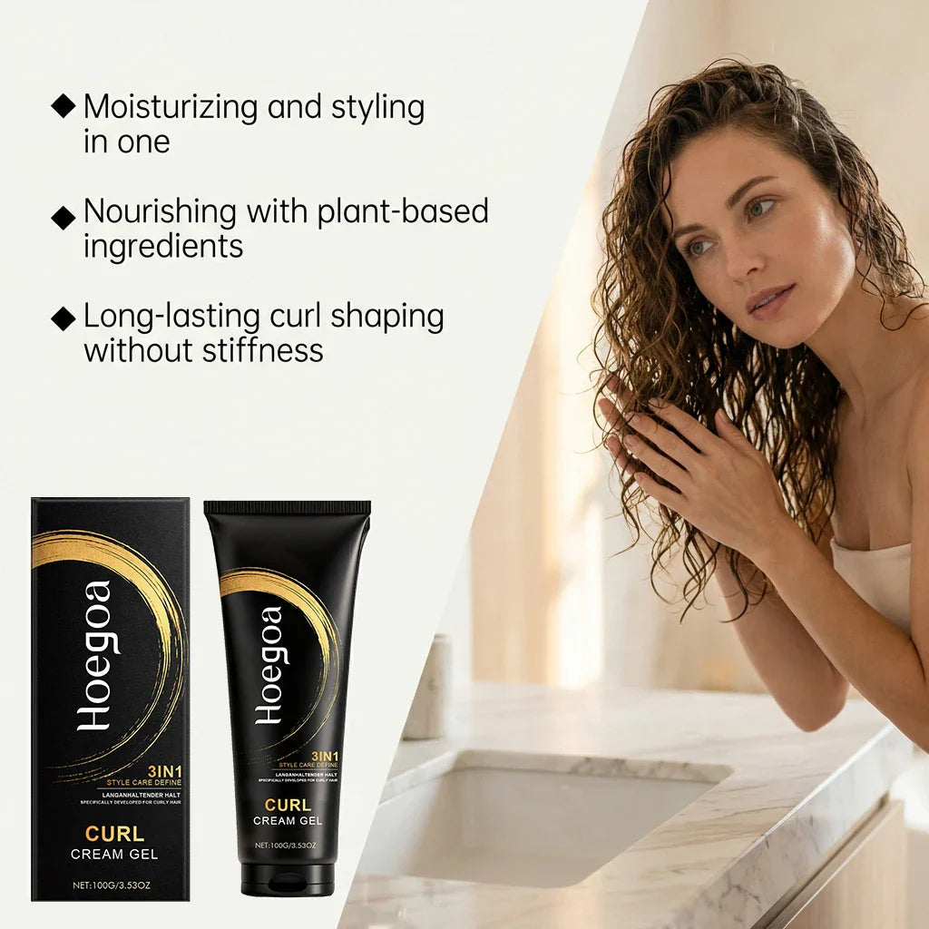 HOEGOA 3-in-1 Curl Styling Cream Gel – Bouncy, Frizz-Free Curls