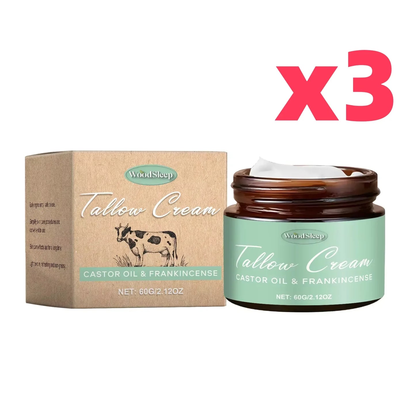WOODSLEEP Beef Tallow Face Cream – Deep Moisturizing 60g