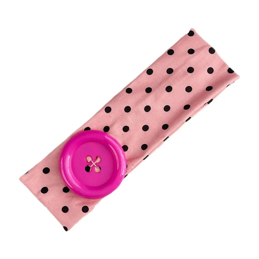 Y2K Polka Dot Button Headband – Retro Dopamine Hair Accessory