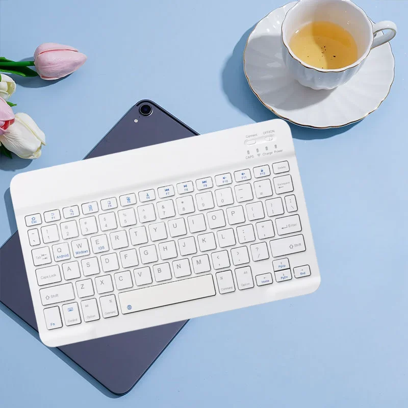Wireless Keyboard Bluetooth-compatible Keyboard Rechargeable for iPad iPhone Tablet Laptop Compatible with Android/Windows/iOS Peaceful Pleasures Health and Wellness White keyboard