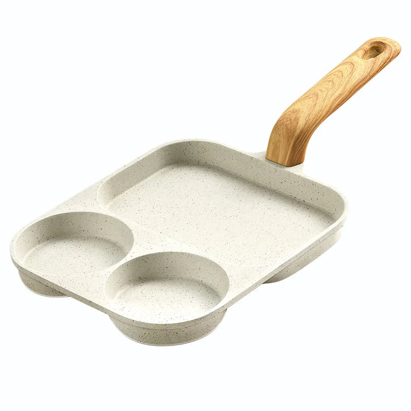 Nonstick Maifan Stone 3 in 1 Egg Burger Pan Household Breakfast Pan for Bacon Steak Egg Frying Pancake Cooking Peaceful Pleasures Health and Wellness
