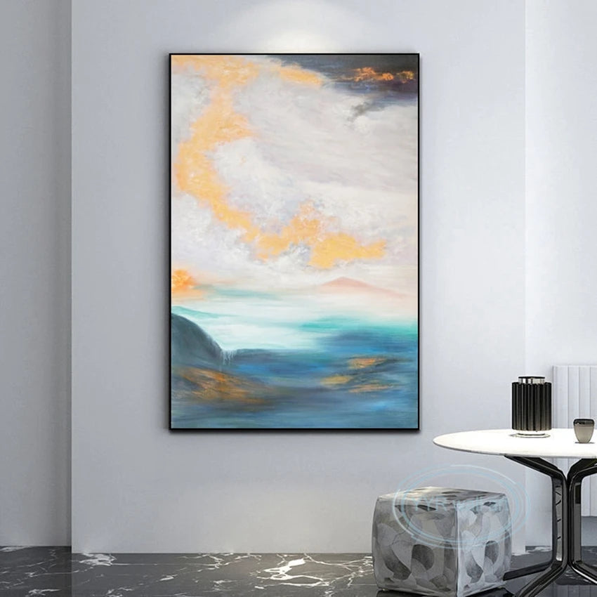 Decorative Oil Painting for Living Room Bedroom Aisle Canvas Wall Art 100% Handmade Abstract Poster Home Hotel Aesthetic Mural Peaceful Pleasures Health and Wellness