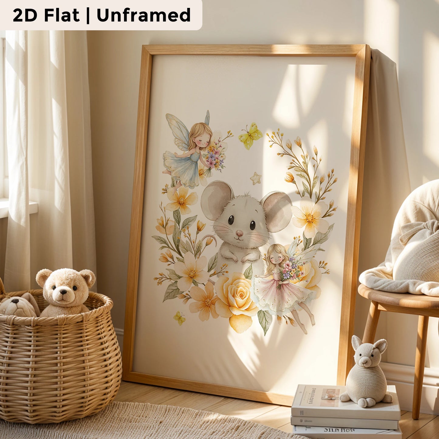 3-Piece Cartoon Rabbit Yellow Wreath Canvas Wall Art | Home Decor